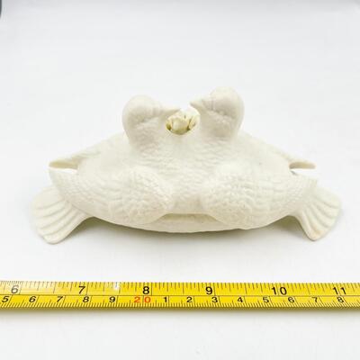 UNGLAZED CERAMIC 6â€ DOVE LIDDED BOWL FIGURINE