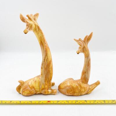 HANDMADE 7â€ & 10â€ GIRAFFE FIGURINES - SIGNED â€œWRSâ€