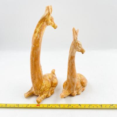 HANDMADE 7â€ & 10â€ GIRAFFE FIGURINES - SIGNED â€œWRSâ€