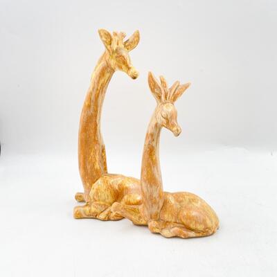 HANDMADE 7â€ & 10â€ GIRAFFE FIGURINES - SIGNED â€œWRSâ€