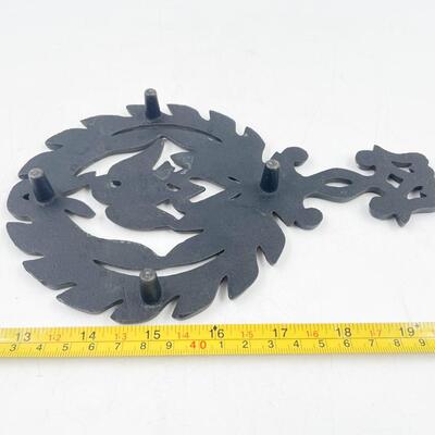 VINTAGE 9â€ EAGLE & HEART WROUGHT IRON TRIVET