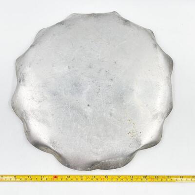 VINTAGE 15â€ ENGRAVED ALUMINUM SERVING TRAY
