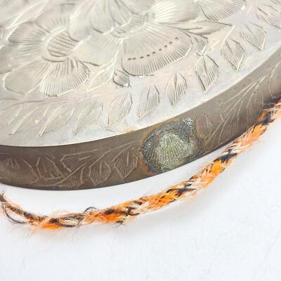 VINTAGE 5â€ FLORAL ETCHED BRASS DISC