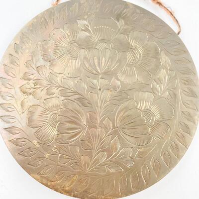 VINTAGE 5â€ FLORAL ETCHED BRASS DISC