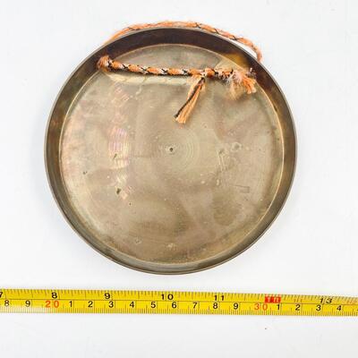VINTAGE 5â€ FLORAL ETCHED BRASS DISC