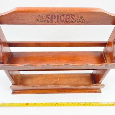 VINTAGE WOODCROFTERY FRUITWOOD CHERRY WALL SPICE RACK - 11â€ x 13â€