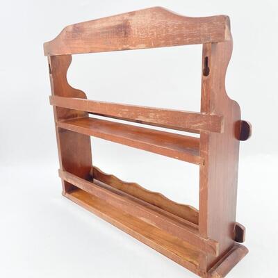 VINTAGE WOODCROFTERY FRUITWOOD CHERRY WALL SPICE RACK - 11â€ x 13â€