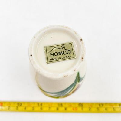 HOMCO 4â€ FLORAL CERAMIC VASE