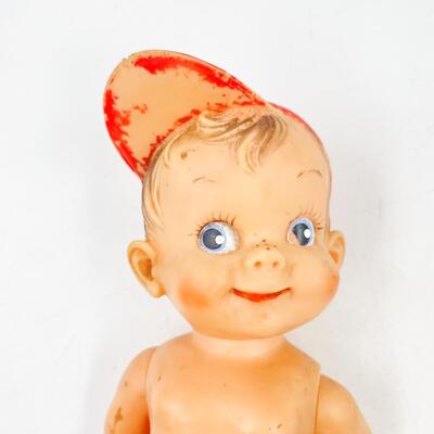 VINTAGE 11â€ EFFANBEE MICKEY BASEBALL RUBBER DOLL