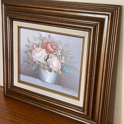 Lot 18 - Original Oil Painting on Canvas Floral Rose