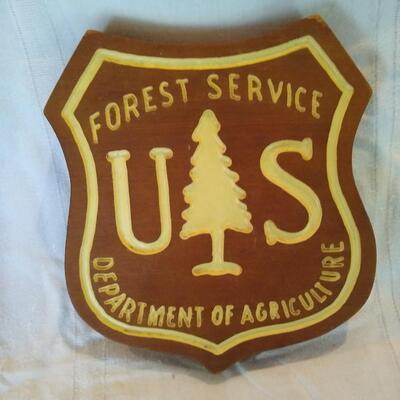 Vintage wooden US Forest Service sign