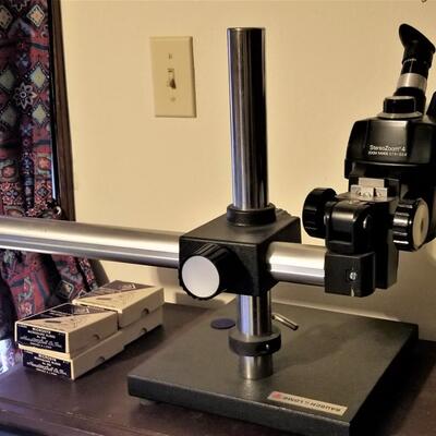Lot #350  Vintage Bausch & Lomb Stereo Zoom 4 Microscope with 4 boxes of slides