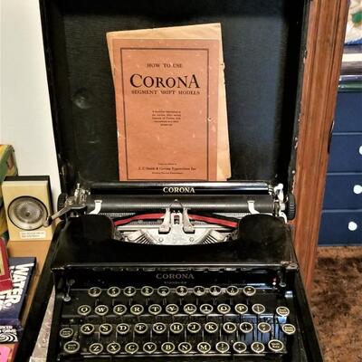 Lot #351  Vintage Corona Typewriter in Case w/paperwork