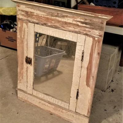 Lot #354  Primitive Antique Medicine Cabinet with Mirror