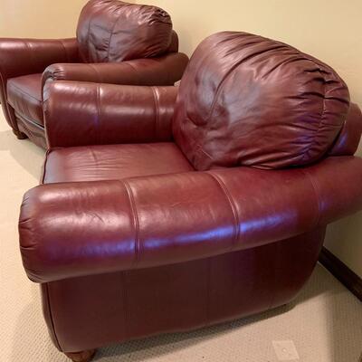 Pair of Lane leather club armchairs