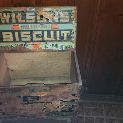 Antique advertising biscuit crate