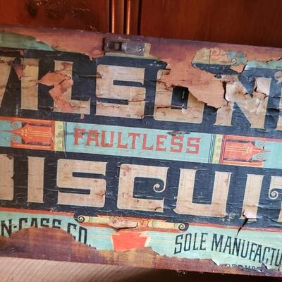 Antique advertising biscuit crate