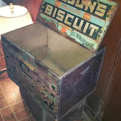 Antique advertising biscuit crate