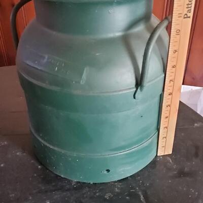 Small antique green milk can