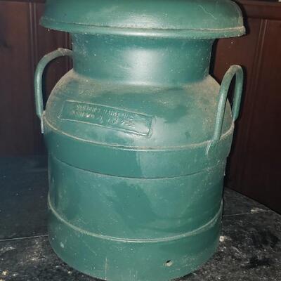 Small antique green milk can