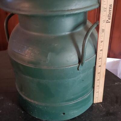 Small antique green milk can