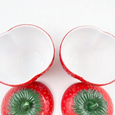 VINTAGE 3.25â€ STRAWBERRY JAM/JELLY MILK GLASS JARS