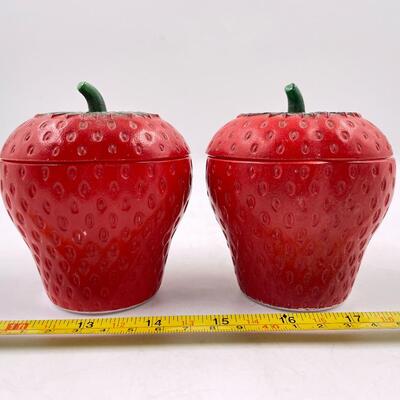VINTAGE 3.25â€ STRAWBERRY JAM/JELLY MILK GLASS JARS