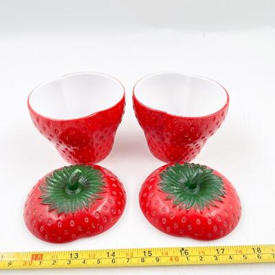 VINTAGE 3.25â€ STRAWBERRY JAM/JELLY MILK GLASS JARS
