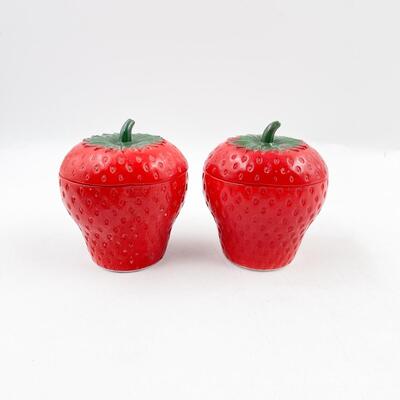 VINTAGE 3.25â€ STRAWBERRY JAM/JELLY MILK GLASS JARS