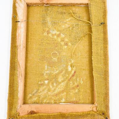 NATIVE AMERICAN CHIEF PAINTING ON BURLAP - SIGNED â€œMIDGEâ€