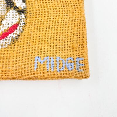 NATIVE AMERICAN CHIEF PAINTING ON BURLAP - SIGNED â€œMIDGEâ€