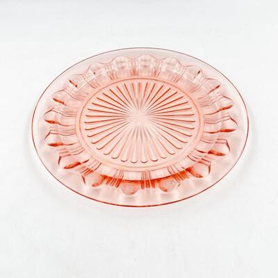 VINTAGE 10â€ PINK DEPRESSION GLASS PLATE