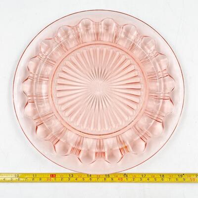 VINTAGE 10â€ PINK DEPRESSION GLASS PLATE