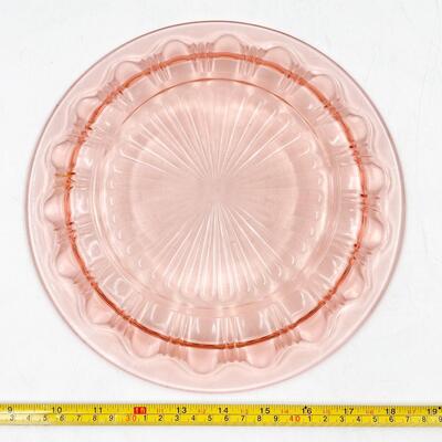 VINTAGE 10â€ PINK DEPRESSION GLASS PLATE