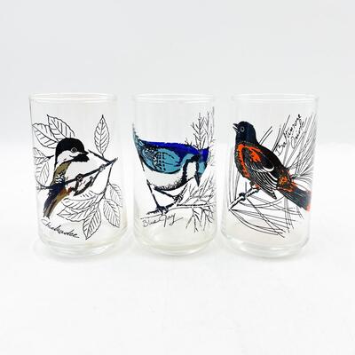 5â€ BIRD DRINKING GLASSES - CHICKADEE, BLUE JAY, ORIOLE