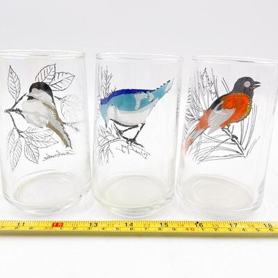 5â€ BIRD DRINKING GLASSES - CHICKADEE, BLUE JAY, ORIOLE