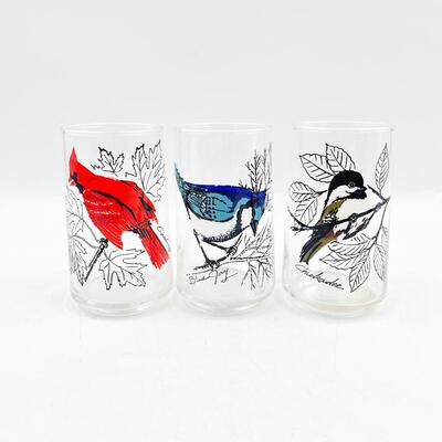 5â€ BIRD DRINKING GLASSES - CARDINAL, BLUE JAY, CHICKADEE