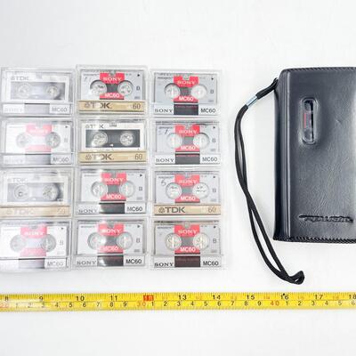 VINTAGE REALISTIC MICROCASSETTE RECORDER, CASE, & TAPES
