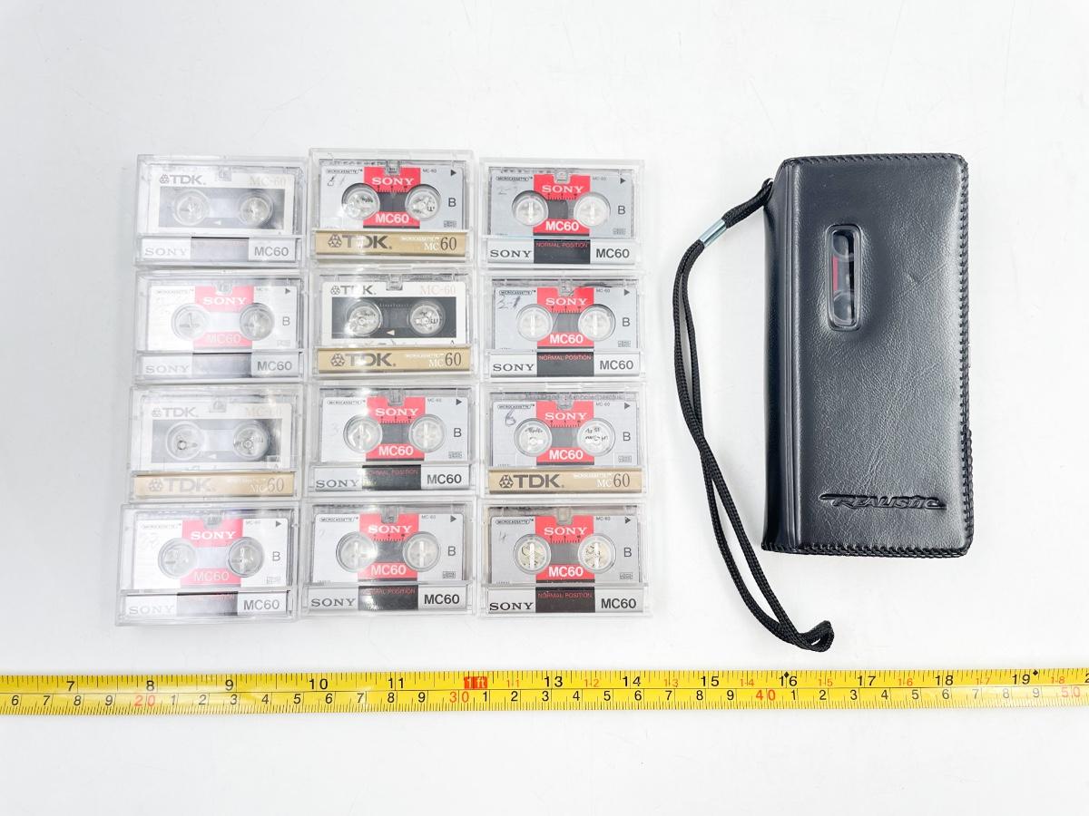 VINTAGE REALISTIC MICROCASSETTE RECORDER, CASE, & TAPES