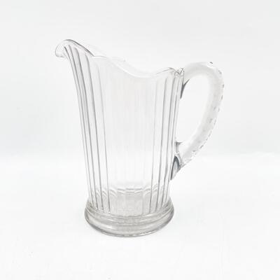 8â€ RIBBED GLASS PITCHER