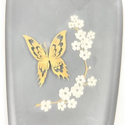 VINTAGE GERMAN JECH METAL BUTTERFLY & CHERRY BLOSSOM WALL ART