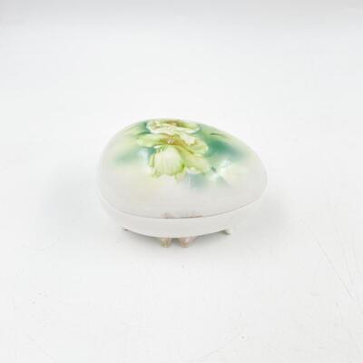 VINTAGE RS GERMANY 3â€ FLORAL EGG TRINKET BOX