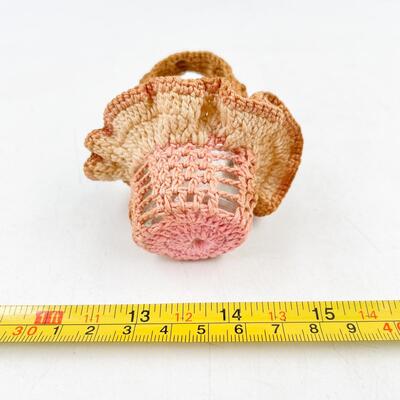 3â€ CROCHETED BASKET W/ GLASS INSERT