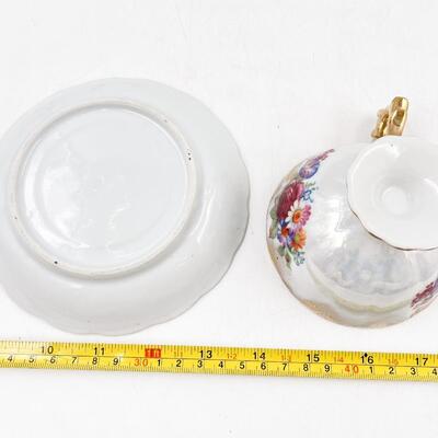 VINTAGE PEARLESCENT FLORAL TEACUP & SAUCER