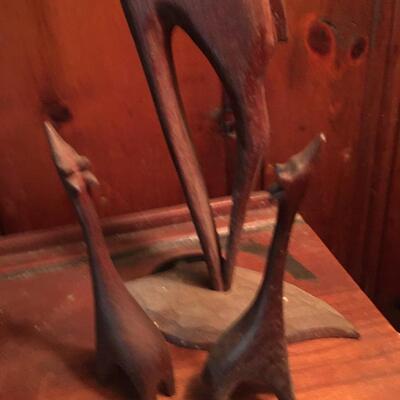 Wooden giraffes