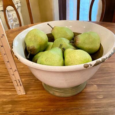 Pottery Barn White Tuscan Bowl and Pears