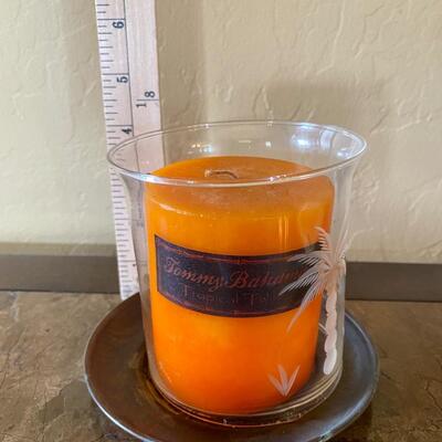 Tommy Bahama Candle and Etched Glass Candleholder