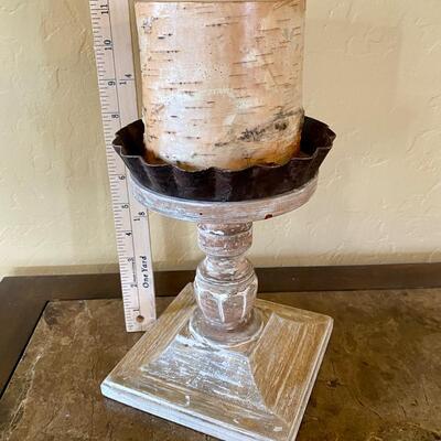 Pottery Barn Crown Extra Small Candlestick and Pottery Barn Birch Bark Candle