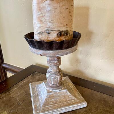 Pottery Barn Crown Extra Small Candlestick and Pottery Barn Birch Bark Candle
