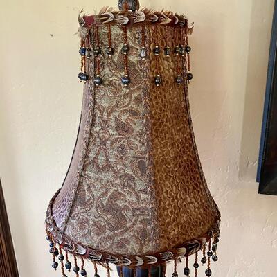 Lamp with Textured Pattern Shade and Beads